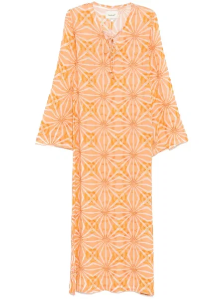 Rochie Bambah cu imagine cu imprimeu geometric de costum portocaliu