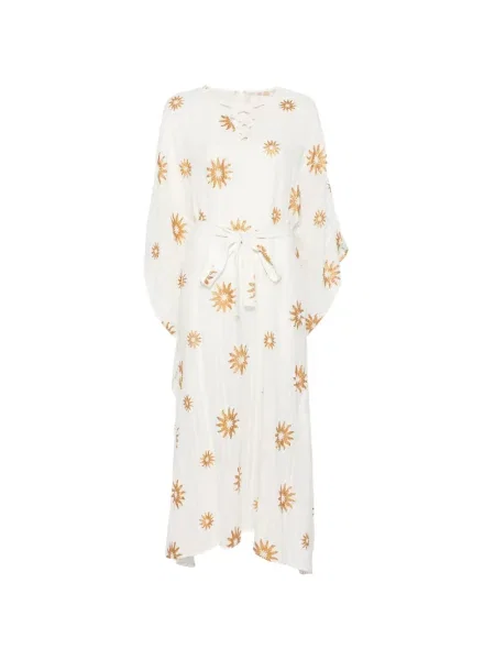 Rochie Sundress cu șireturi cu imagine din dantelă alb