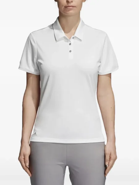 Tricou polo Adidas cu dungi alergare cu bretele alb