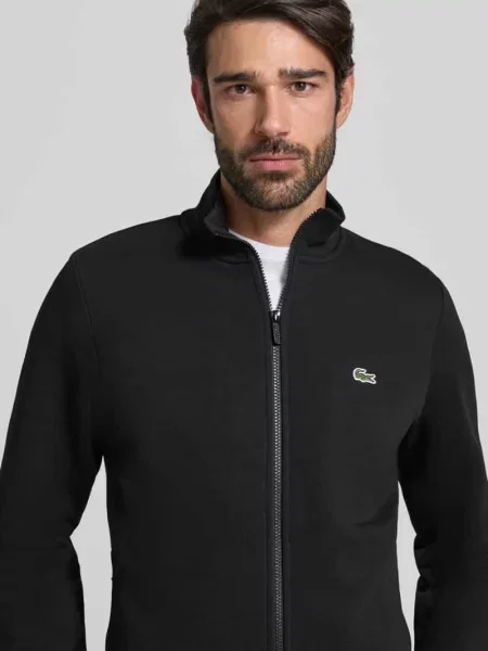 Bluza rozpinana o kroju regular fit z mieszanki bawełny Lacoste czarna