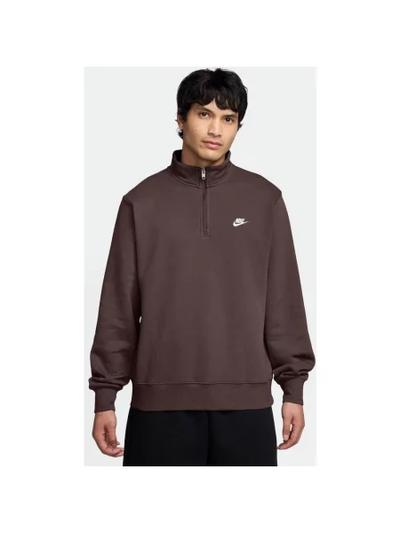 Bluza z półzamkiem Nike Sportswear Club Fleece ciemny S brązowy