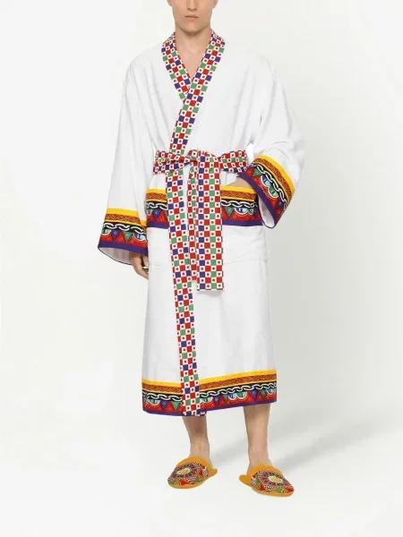 Raštuotas chalatas Dolce & Gabbana balta