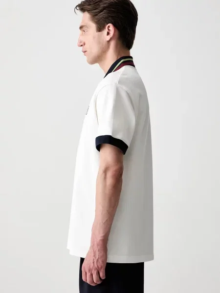 Tricou polo Drole De Monsieur alb
