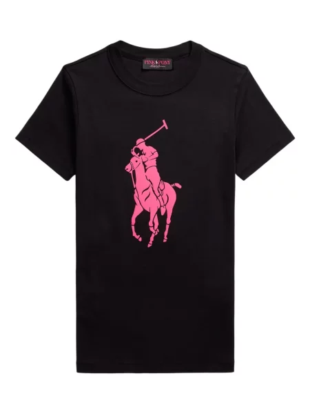 Iš natūralios odos trumpas dryžuotos polo marškinėliai Polo Ralph Lauren pilka