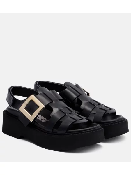 Sandale Roger Vivier din piele cu platformă negru