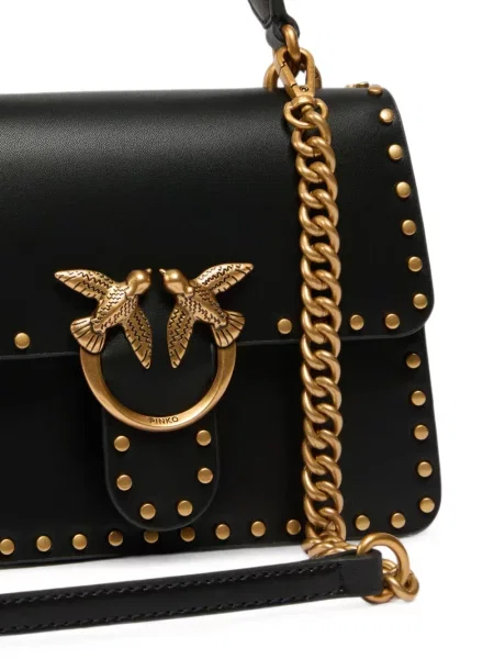 Top Pinko din piele cu tepi negru