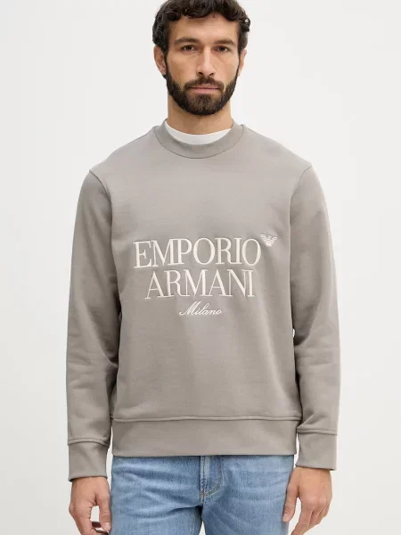 Bombažen pulover Emporio Armani bež