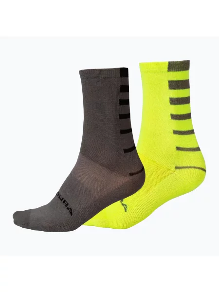 Cyklistické ponožky Endura Coolmax Stripe hi-viz yellow/grey šedé