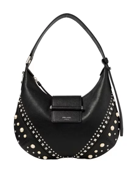 Geanta hobo Jimmy Choo cu perle negru