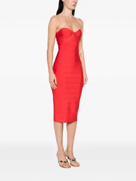 Rochie midi Retrofete fără bretele roșu