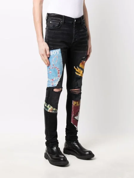 Blugi skinny Amiri cu imagine negru