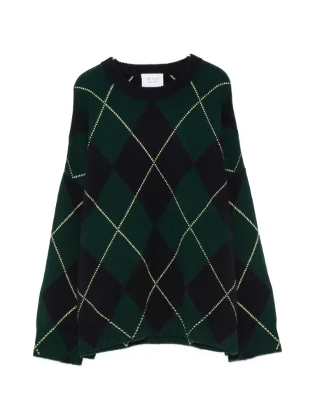 Lung pulover Beyou cu model argyle verde