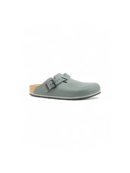 Klapki Birkenstock skórzane zielone