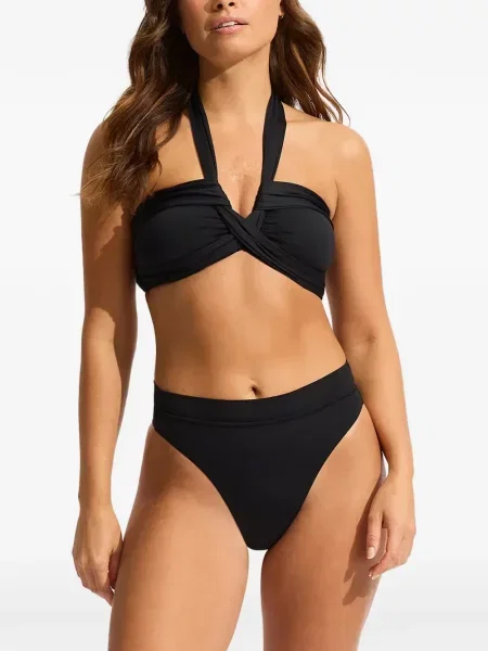 Bikini Seafolly cu gât halter negru