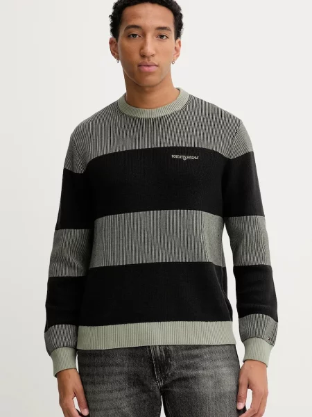 Bombažen pulover Tommy Jeans zelena