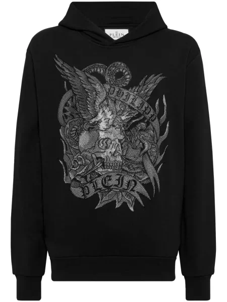 Hanorac cu glugă Philipp Plein de cristal negru