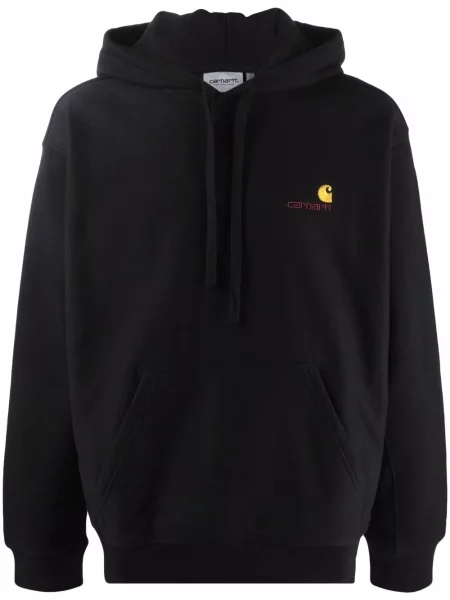 Mikina s kapucí Carhartt Wip s výšivkou s kapucí se stahovací šňůrkou černá