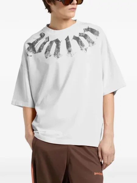 Tricou Palm Angels cu imagine alb