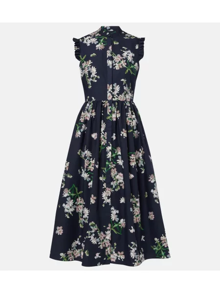 Rochie midi Erdem cu model floral albastru