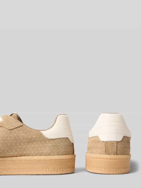 Sneakersy niskie z mieszanki skóry bydlęcej i tkaniny Tamaris beżowe