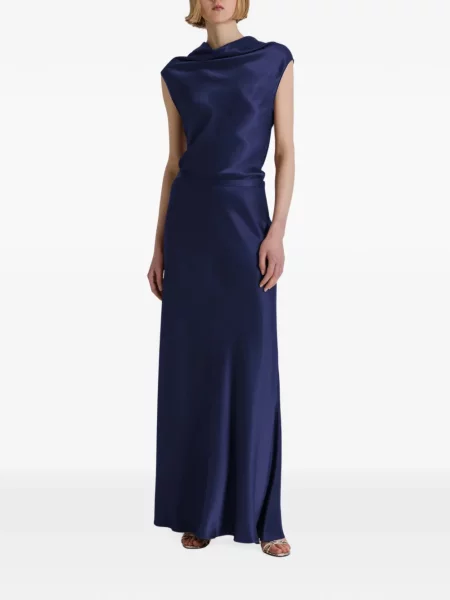 Fusta maxi Alberta Ferretti din satin albastru