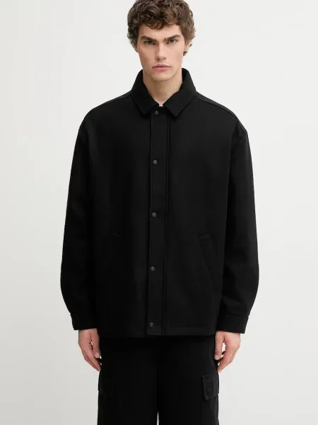 Bunda s příměsí vlny Maison Kitsuné Casual oversize černá