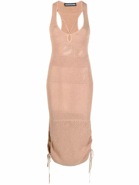 Rochie Andreadamo tricotate transparente de costum roz