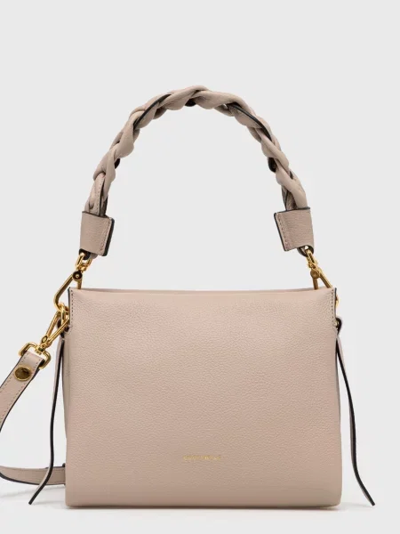 Coccinelle torebka crossbody skórzana beżowa