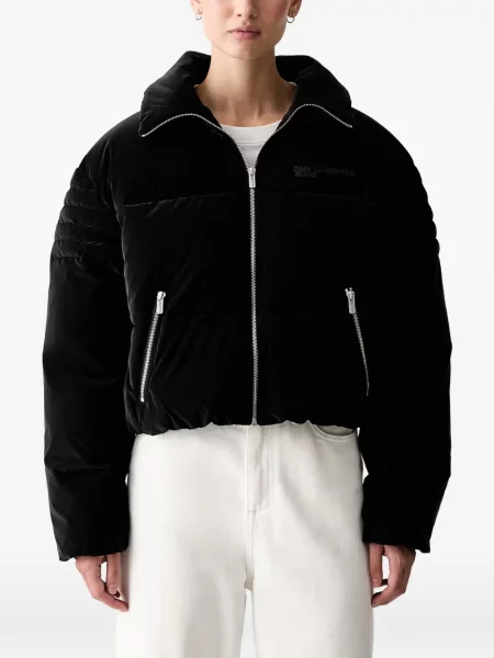 Geacă de blugi Karl Lagerfeld Jeans de catifea negru