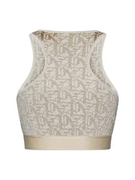 Dzianinowy top Palm Angels beżowy