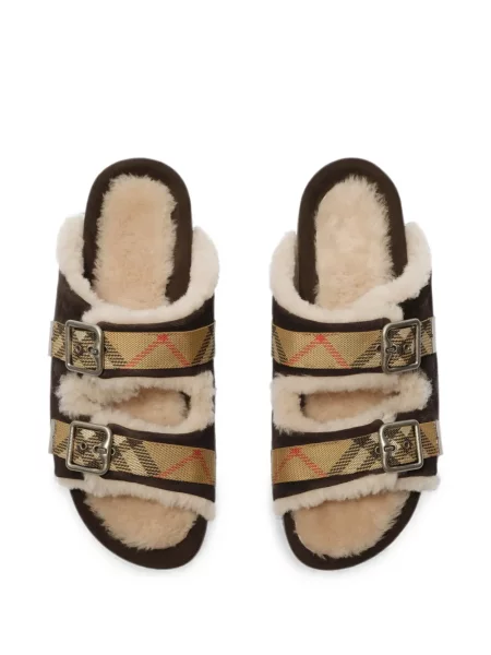 Pledinės avikailio sandalai Burberry ruda