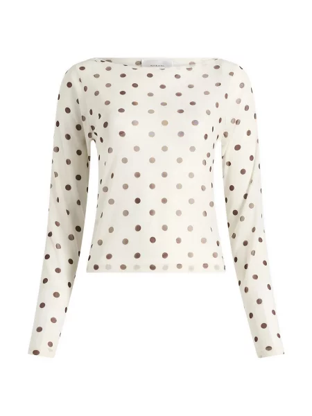 Top Hosbjerg w grochy z długim rękawem biały