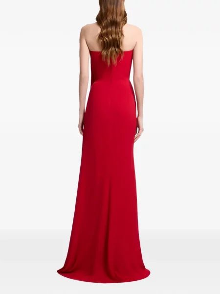 Rochie maxi Elie Saab drapată fără bretele roșu