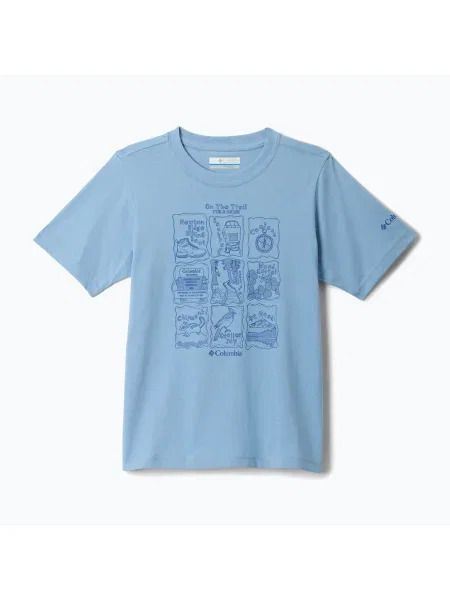 Детска тениска Columbia Valley Creek Graphic ripple blue/hike guide синьо