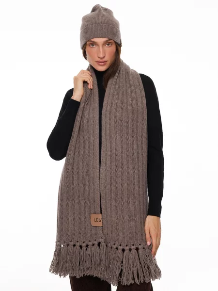 LE SH KA headwear LE SH KA шарф з додаванням кашеміру Brown Cashnere Scarf коричневий