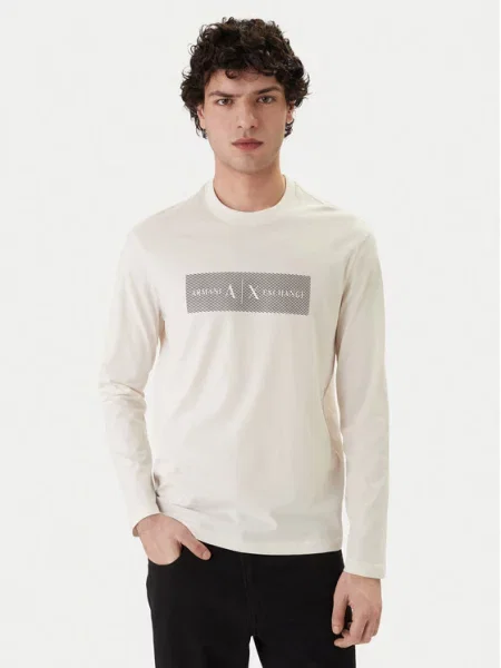 Armani Exchange Marškinėliai ilgomis rankovėmis Écru