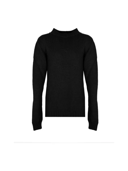 Lniany sweter z golfem La Haine Inside Us z wysokim kołnierzem elegancki czarny