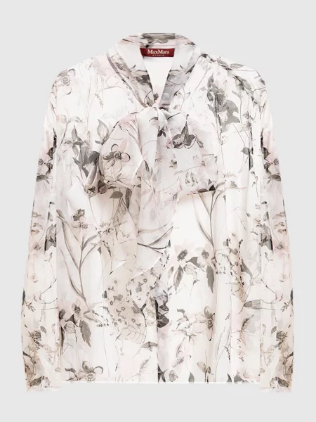 Блуза MSTETERE із шовку в квітковий принт Max Mara біла