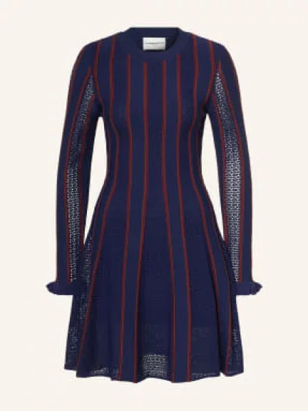 Claudie Pierlot Sukienka Z Dzianiny Z Falbankami blau niebieska