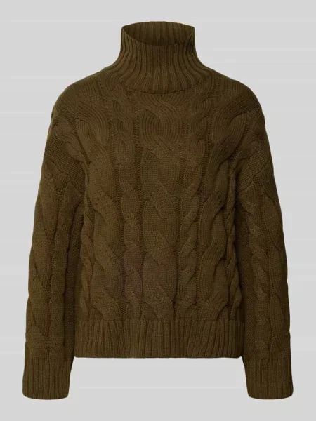 Sweter z dzianiny z mieszanka bawełny w kroju regular fit Gina Tricot oliwkowy