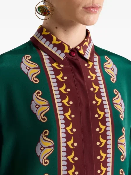 Cămașă Etro cu imagine cu model paisley lungă verde
