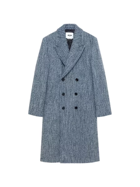 Palton Msgm cu două rânduri de nasturi albastru