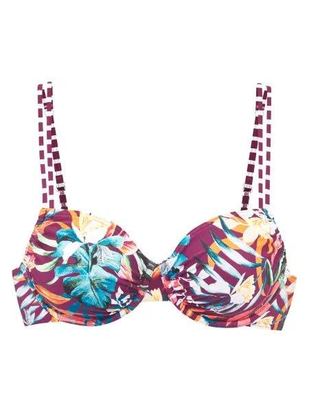 VENICE BEACH Sutien costum de baie albastru aqua / portocaliu / roșu bordeaux alb