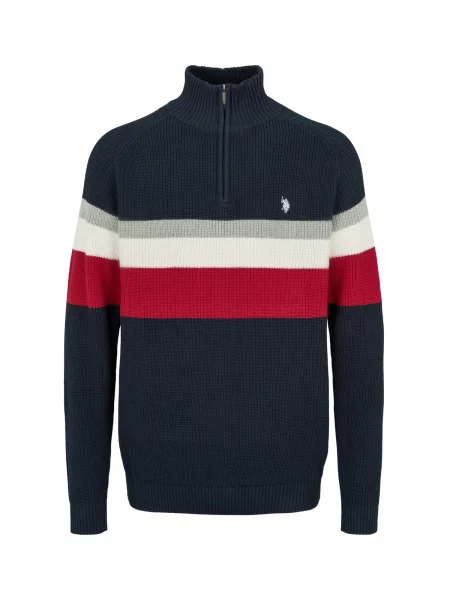 U.S. POLO ASSN. Pulover UMRicco gri / roșu / negru / lână alb