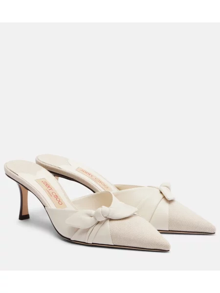 Usnjene mules Jimmy Choo z lokom bela