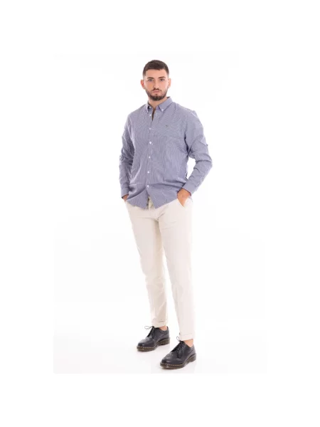 Koszula Lacoste w kratę casual z długim rękawem niebieska