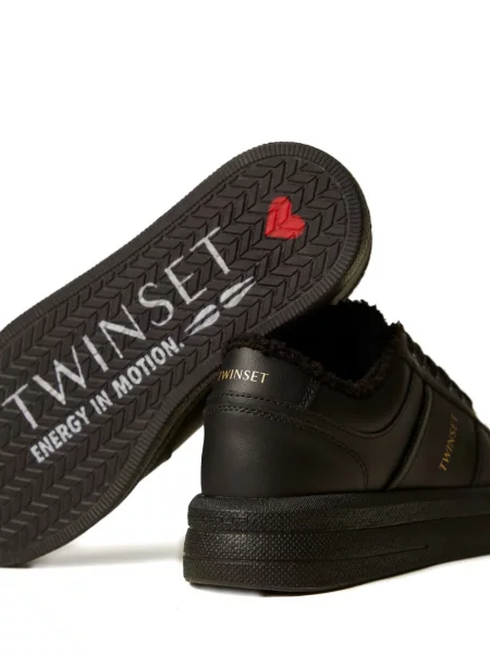 Sneakerși Twinset cu șireturi din dantelă negru