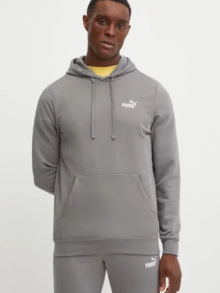 Суичър с качулка Puma с качулка сиво