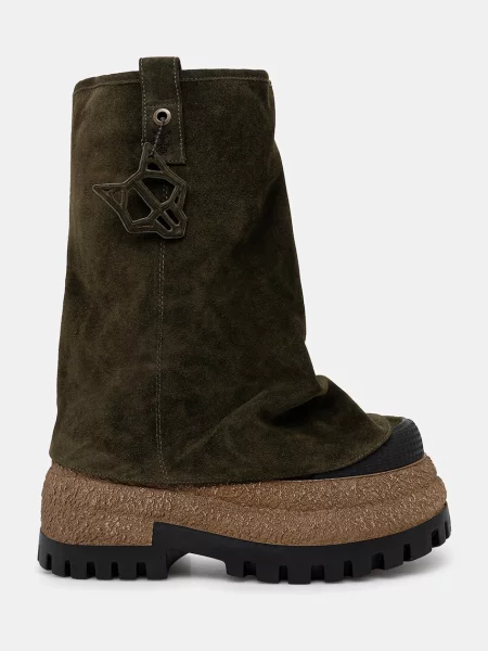 Замшевые сапоги Naked Wolfe на платформе зеленые