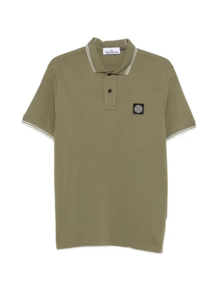 Polo Stone Island cu dungi cu strasuri verde
